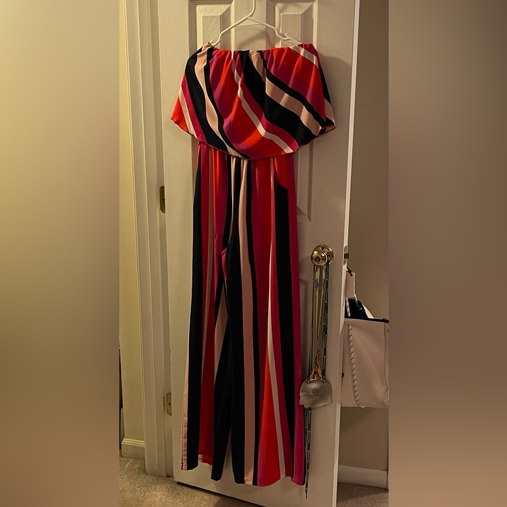 Striped Strapless Jumpsuit- Vici- Size M